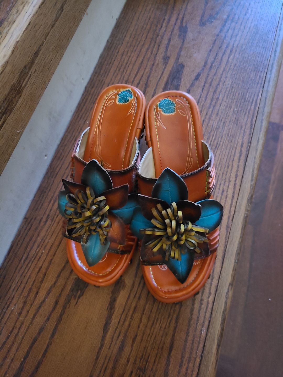 Customer photo review of Vintage Handmade Leather Floral Sandals