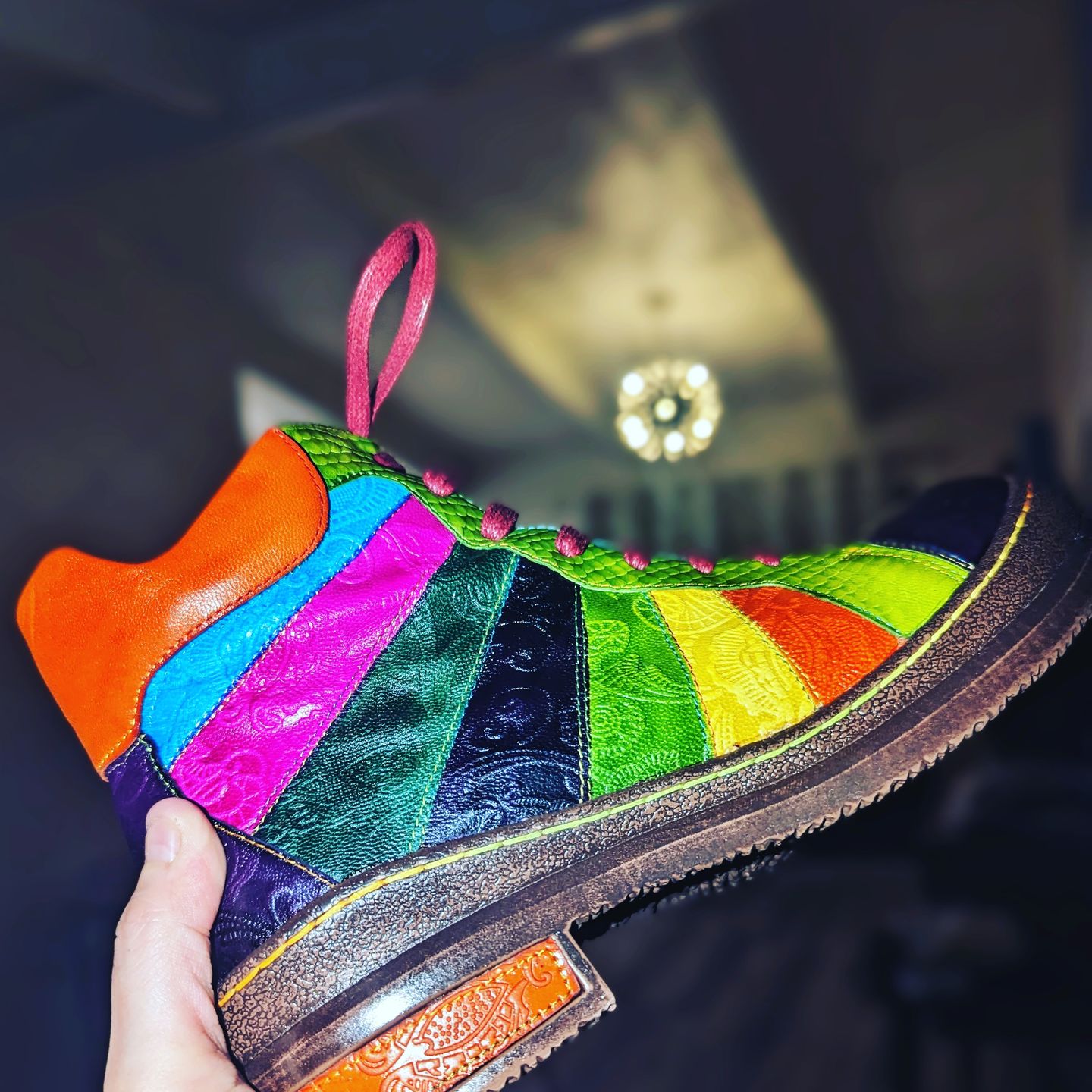 Customer photo review of Retro Hand-polished Rainbow Ankle Boots