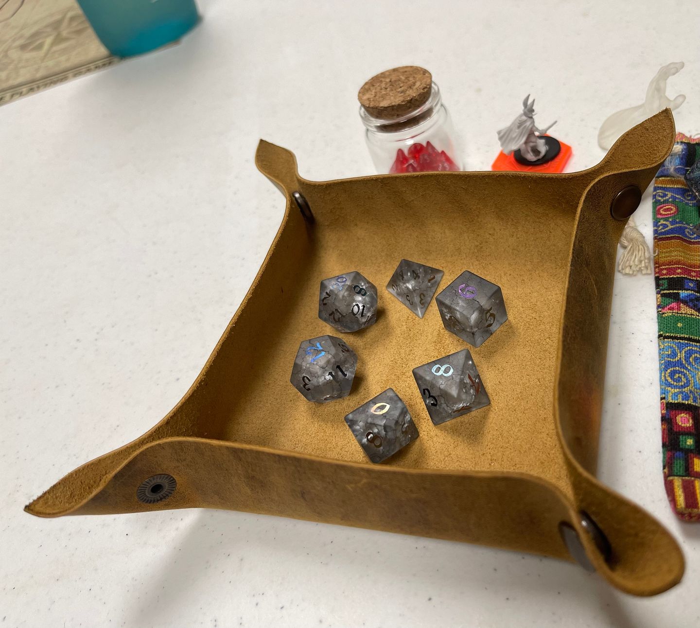 Customer photo review of Black Inked Lightning Glass Cracked Glass (And Box) Polyhedral Dice DND Set - RPG Game DND