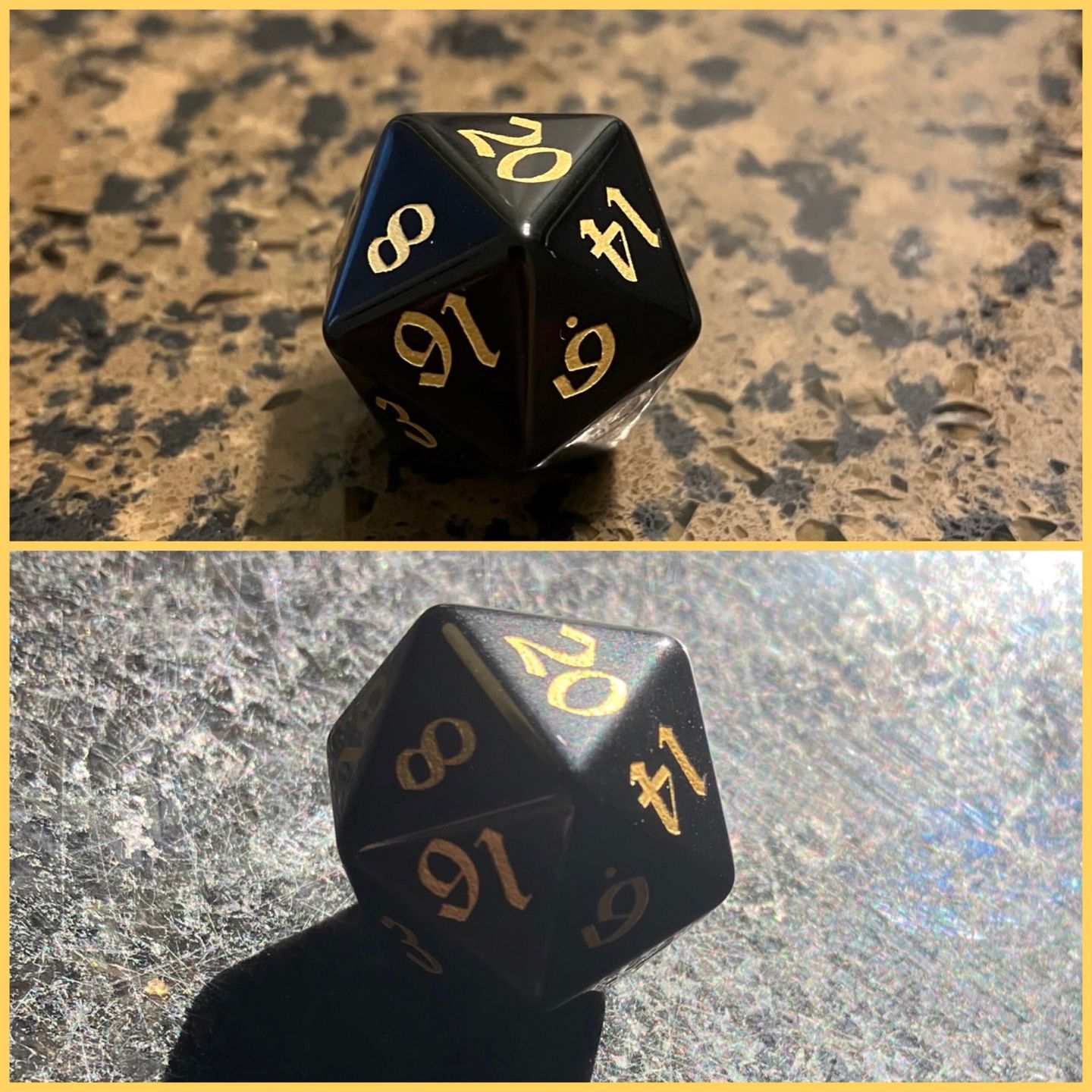 Customer photo review of Gemstone Night Obsidian Hand Carved Polyhedral Dice (And Box) DnD Dice Set - Gift For Dnd, RPG Game DND MTG Game