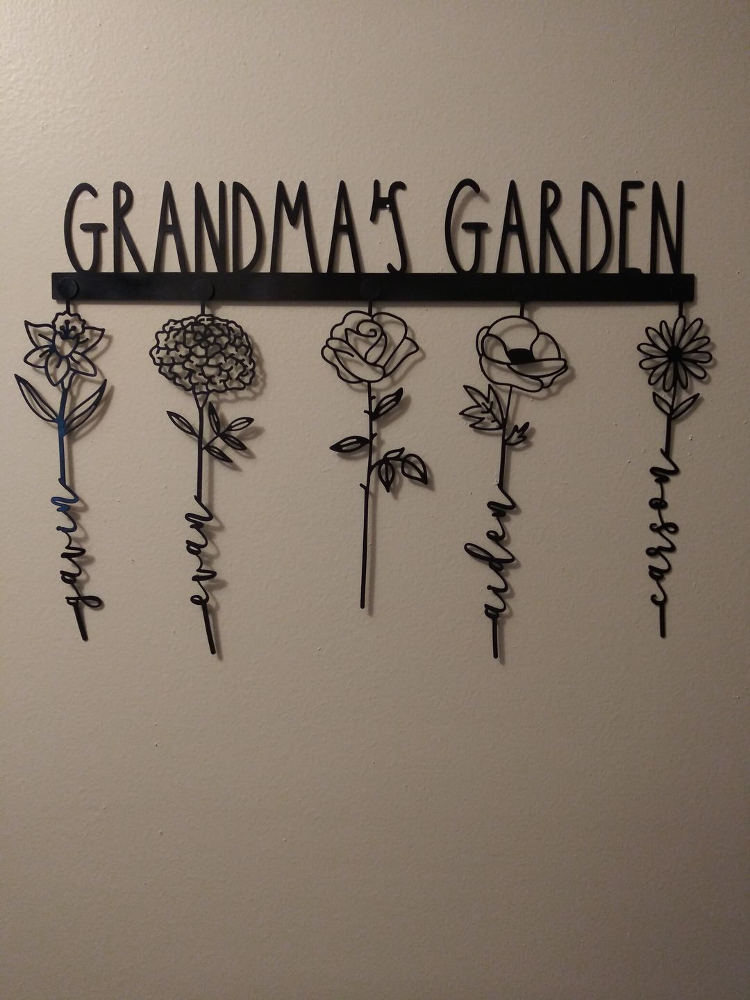 Customer photo review of Our Family Garden - Personalized Birth Month Flowers Family Name Sign Mother's Day Gift