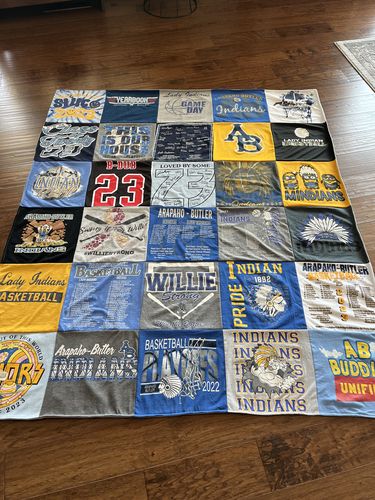 T-shirt quilt featuring arapho-butler indians basketball by Sandra from AR