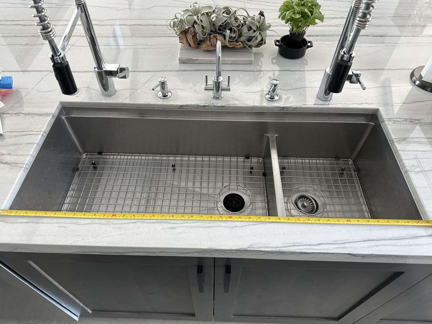 Customer photo review of 46" Undermount Workstation Sink – 16 Gauge Stainless Steel Double Bowl – Reversible – Seamless Drain (5LD46c)