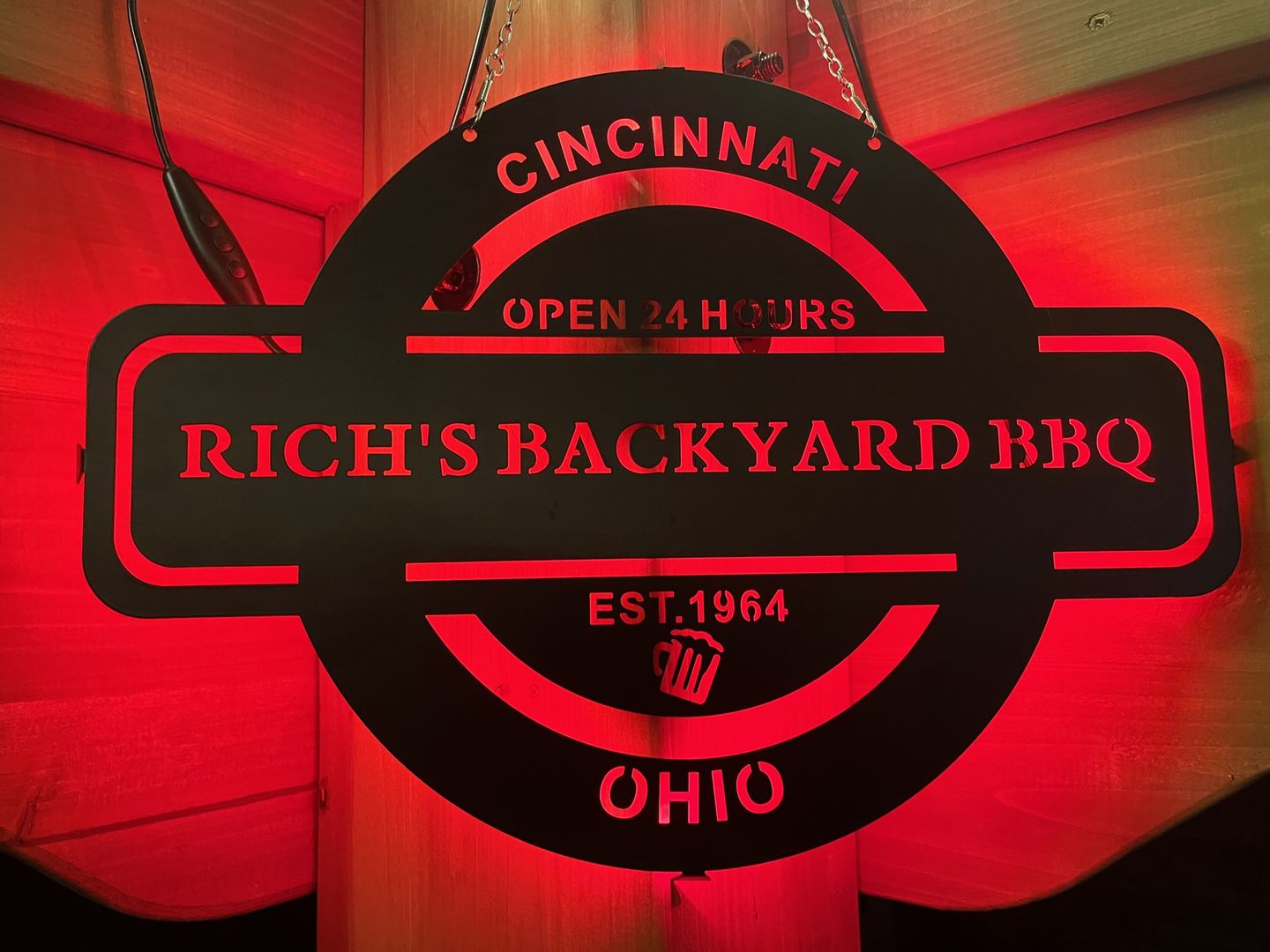 Customer photo review of Personalized LED Color Changing Man Cave Sign
