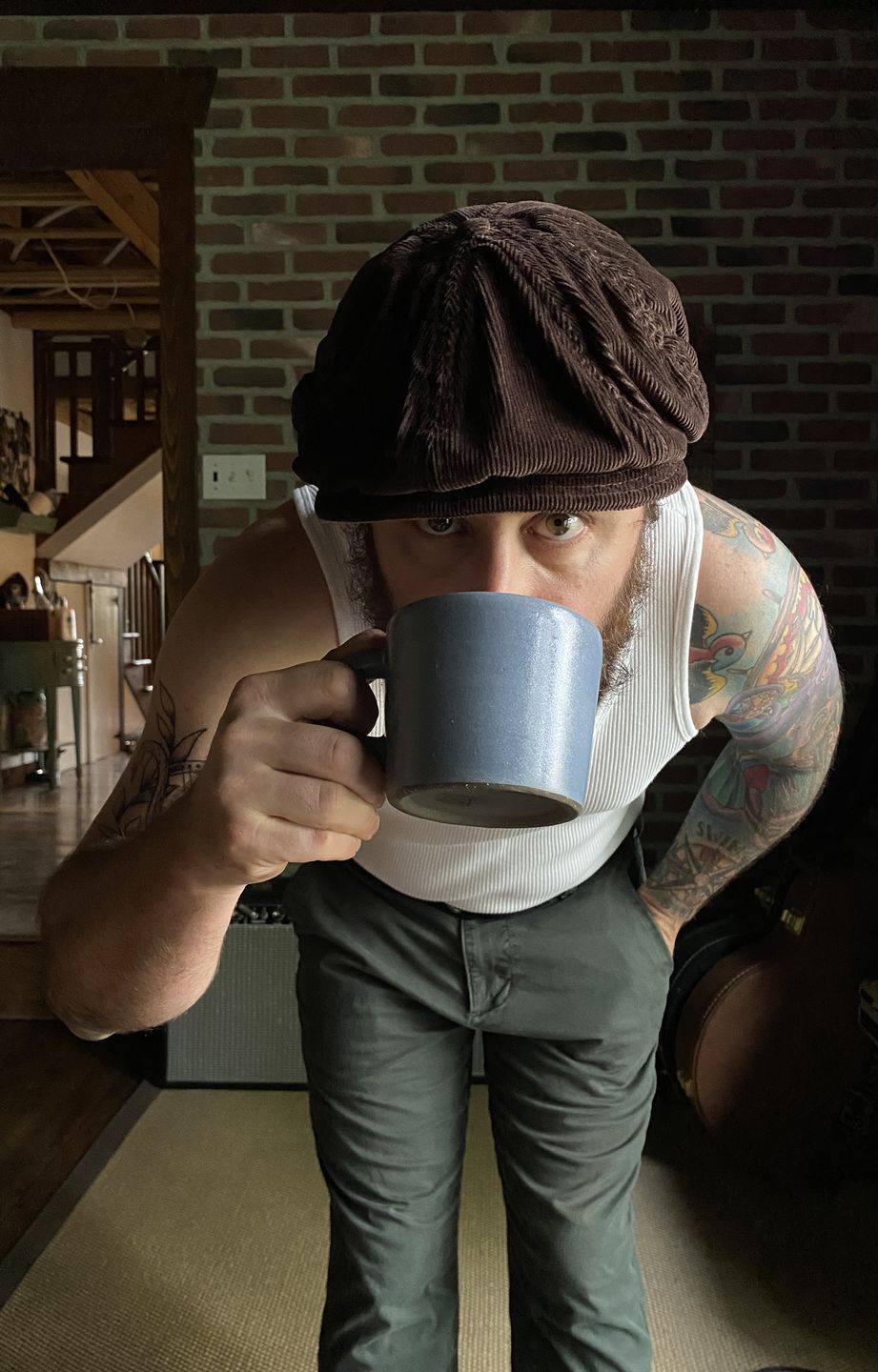 Customer photo review of Brown Corduroy Newsboy Cap