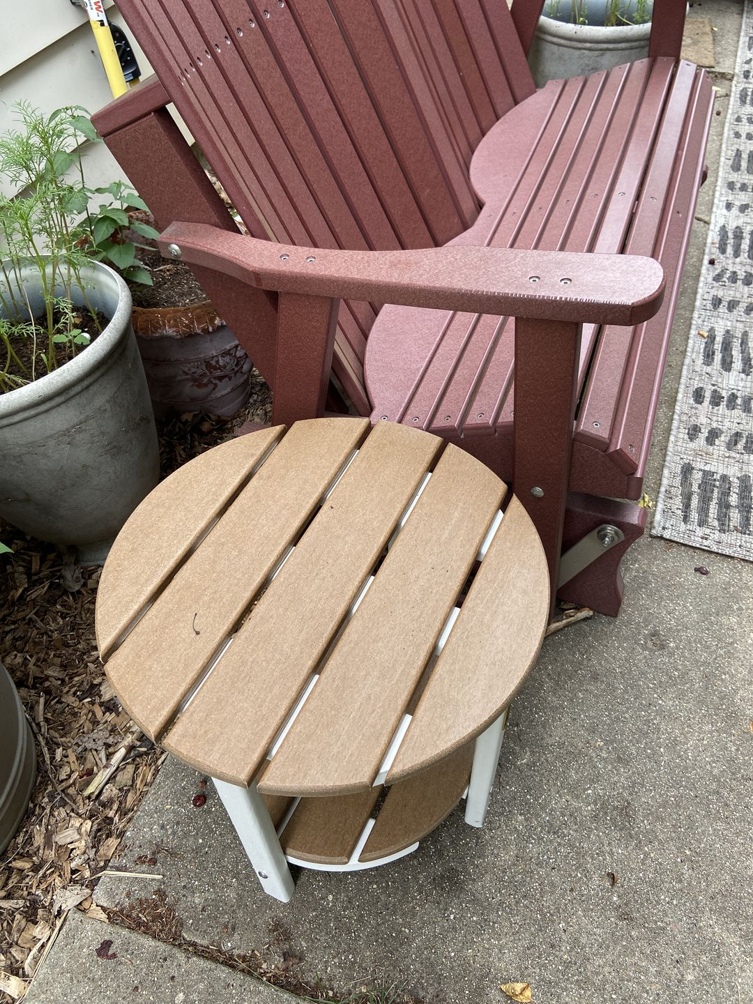 Customer photo review of QUICK SHIP - DuraWeather Poly® 18" Round Two Tier End Table