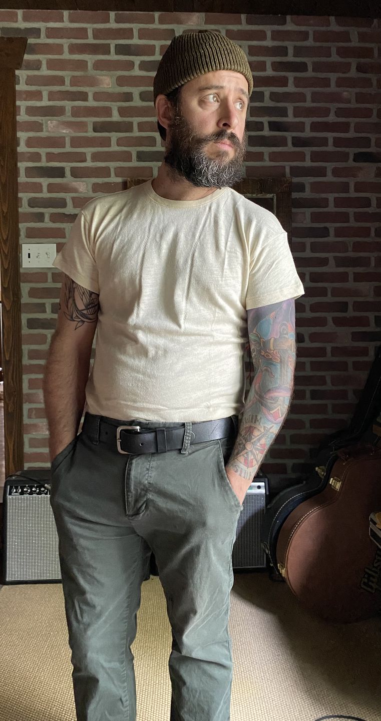 Customer photo review of 1940s USN Slub Cotton Crew T-Shirt