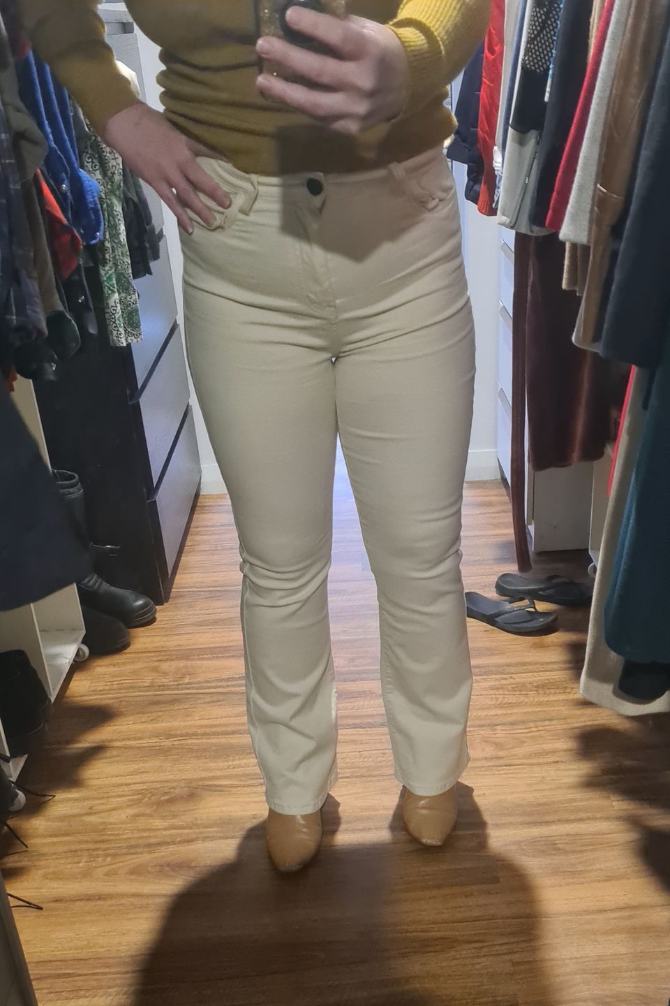 Customer photo review of Impact Flare Fit Jeans - Cream