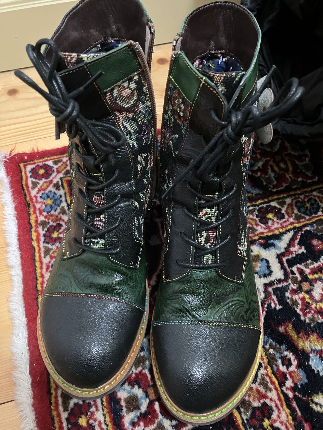 Customer photo review of Vintage Handmade Stunning Floral Ankle Boots