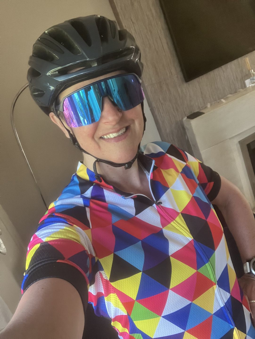 Customer photo review of Colourful Triangles Cycling Jersey