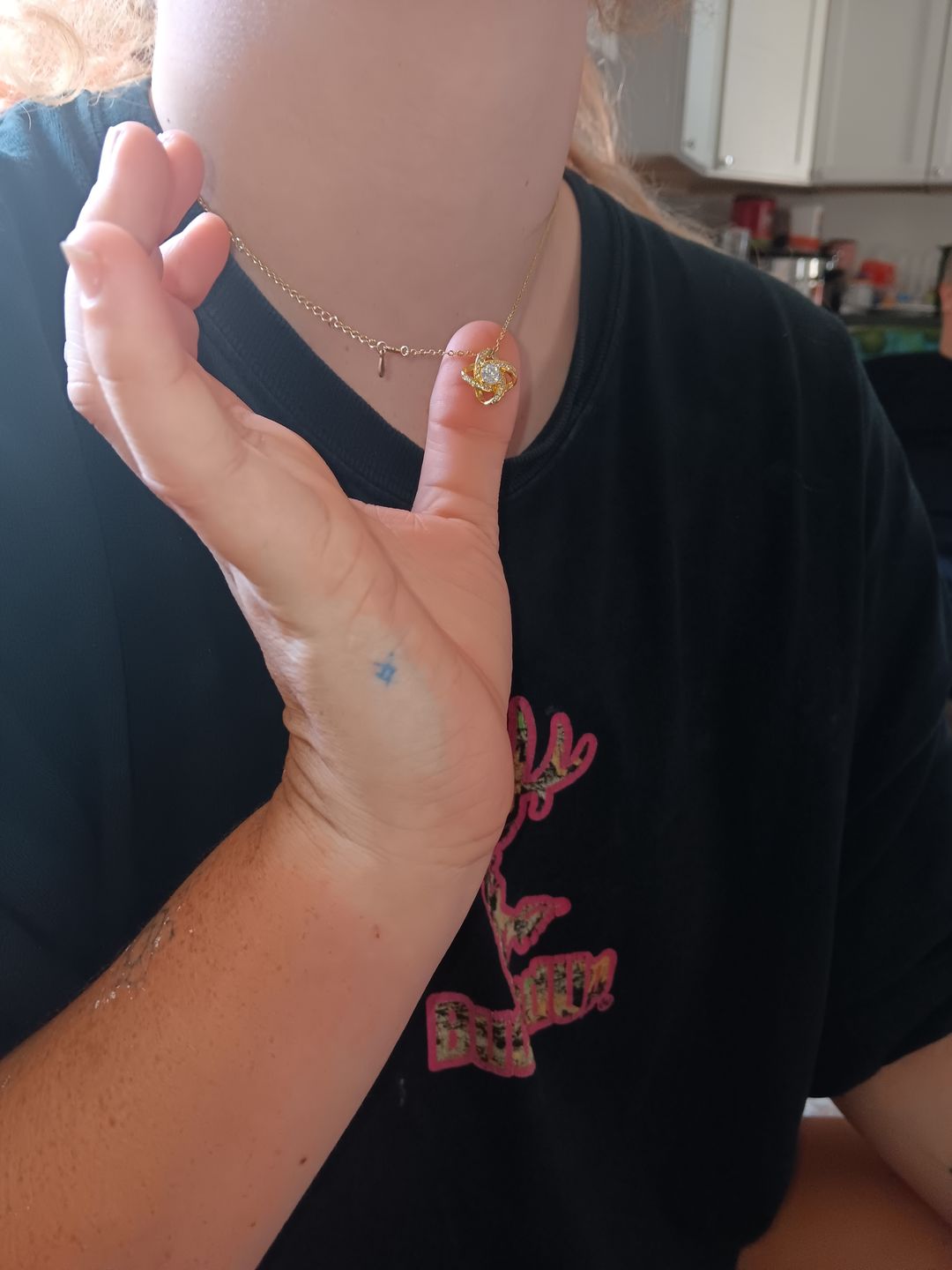 Customer photo review of White Gold Necklace - With Real Rose - To My Love