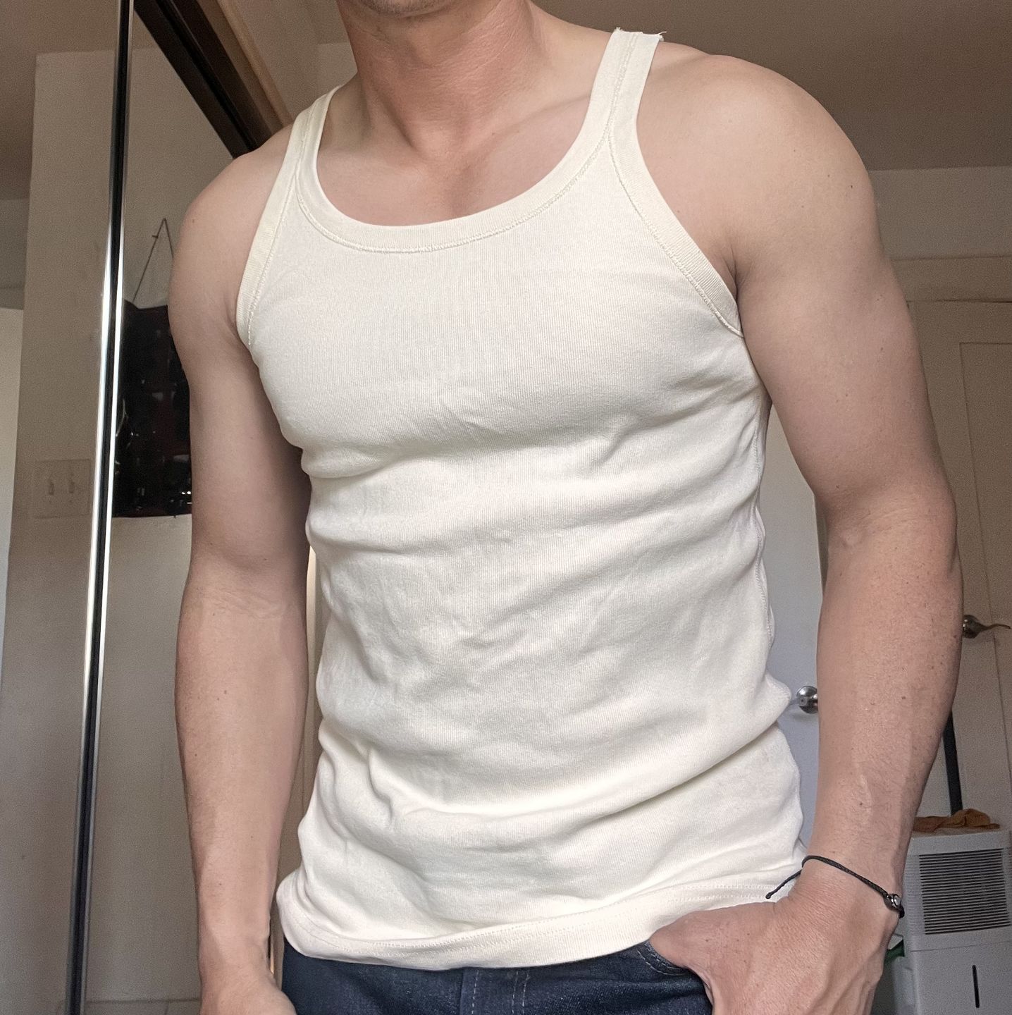 Customer photo review of Military Cotton Tank Top - Apricot