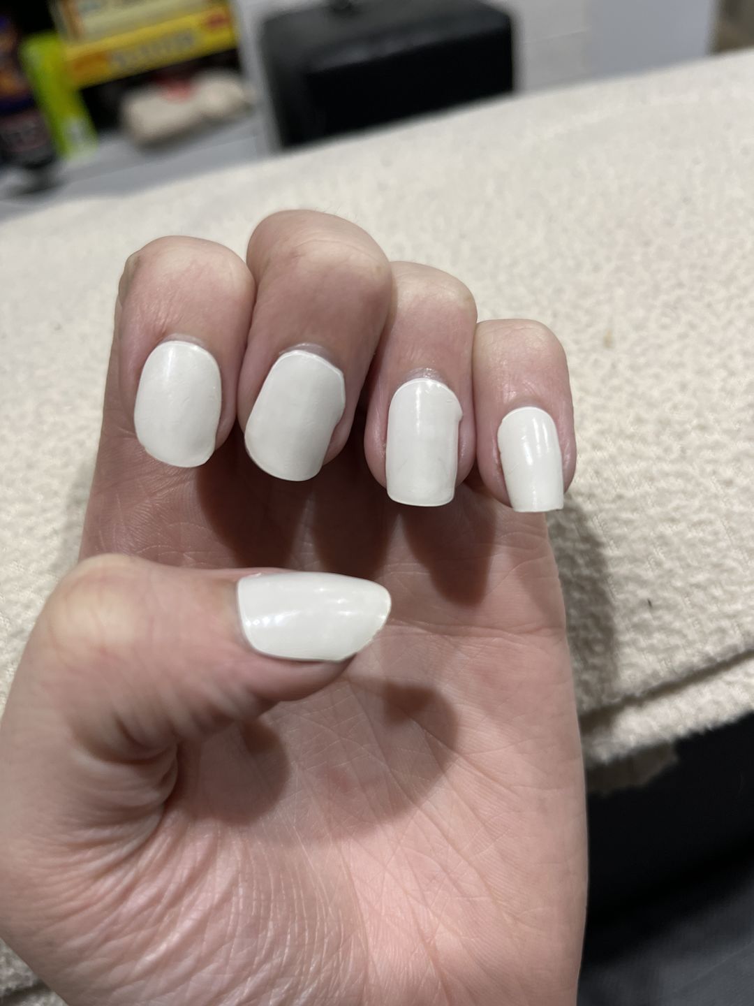 Customer photo review of Icing Sugar White DIY Semicured Gel Nail Sticker Kit