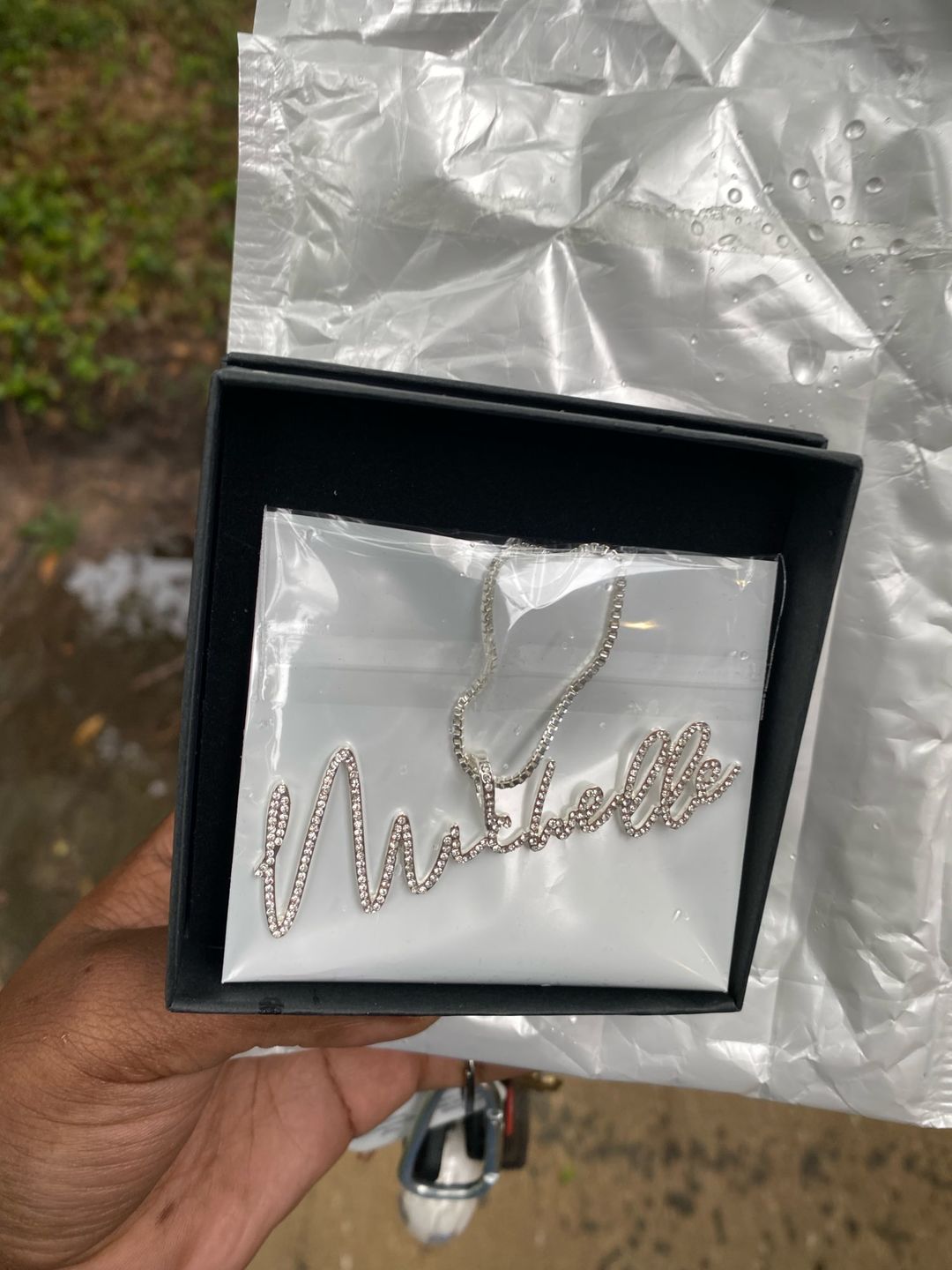 Customer photo review of Luxe Crystal Custom Pendant Necklace