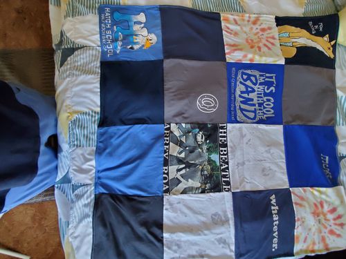 T-shirt quilt from high school by Kathy from CA