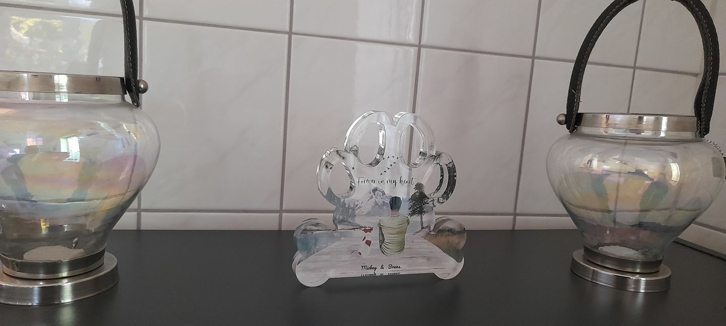 Customer photo review of Onderweg met huisdier - Gepersonaliseerde Potenacrylglas