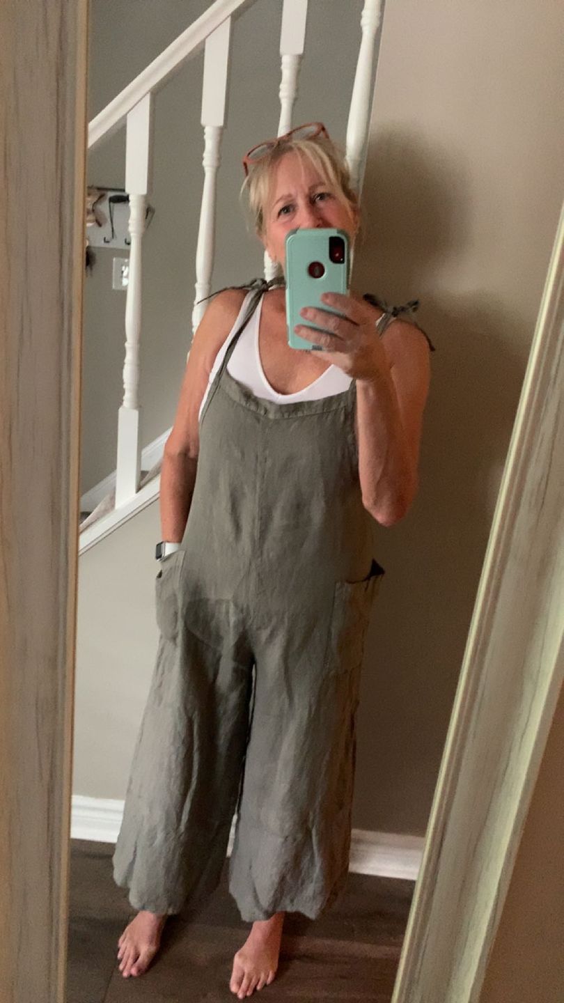 Customer photo review of Lighter Days Linen Jumpsuit (Taupe)