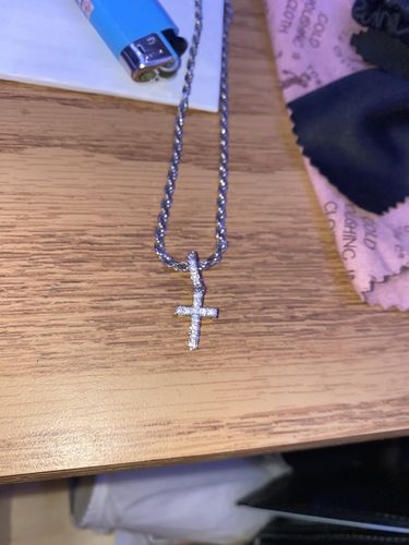 Customer photo review of Sterling Silver VVS Moissanite Cross Pendant