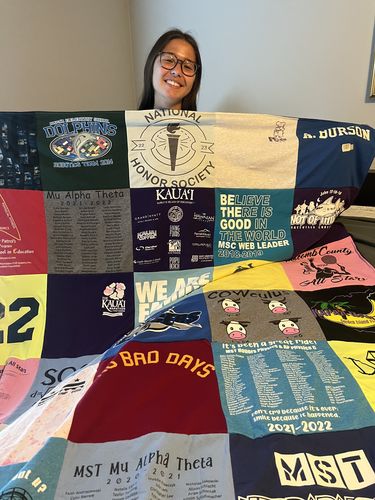 T-shirt quilt from kauai high school by Rie from MI