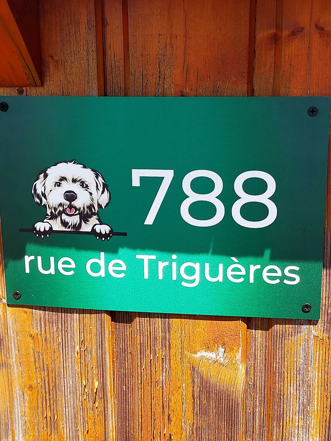 Customer photo review of Chiens curieux et numéro de maison - Plaque de porte personnalisée