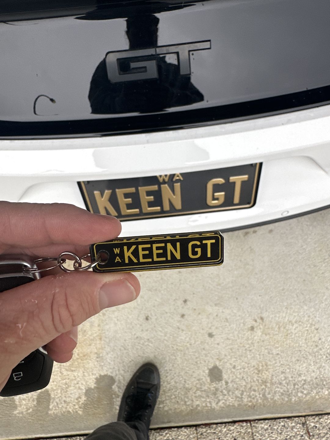 Customer photo review of WA Metallic Licence Plate Custom Keychain