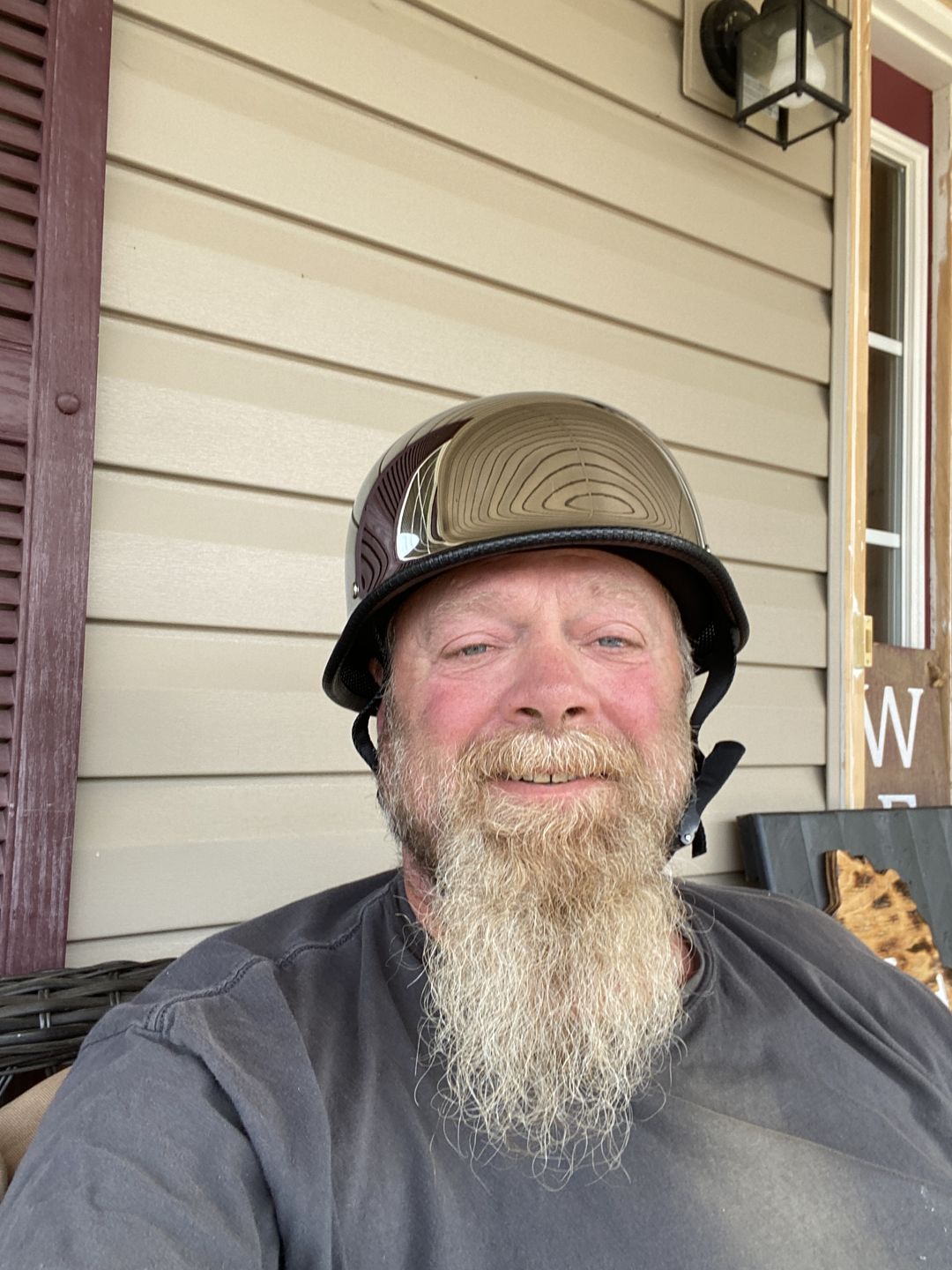 Customer photo review of Mayan Style Half Helmet - Chrome