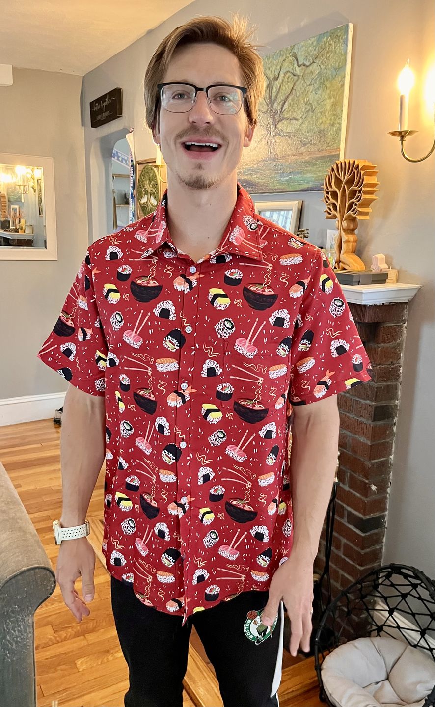 Customer photo review of Oishi Sushi Red Button Up Shirt