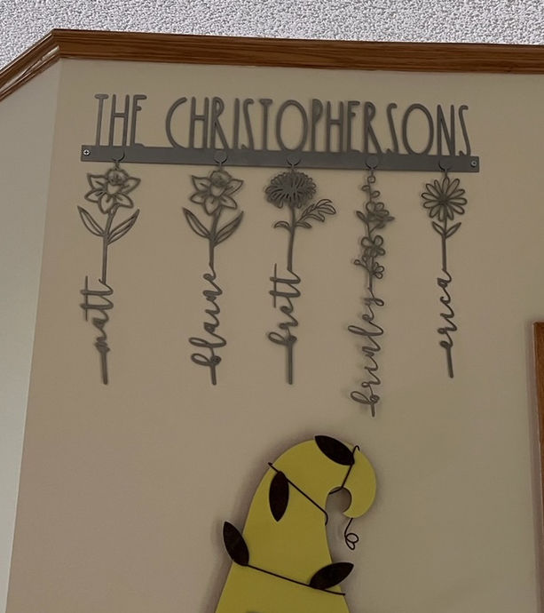 Customer photo review of Our Family Garden - Personalized Birth Month Flowers Family Name Sign Mother's Day Gift