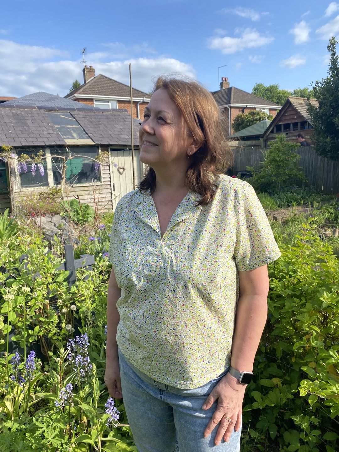 Customer photo review of Small Floral Land on White Pima Cotton Lawn Fabric