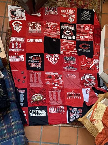 T-shirt quilt featuring carthage bulldogs by Elaine from TX
