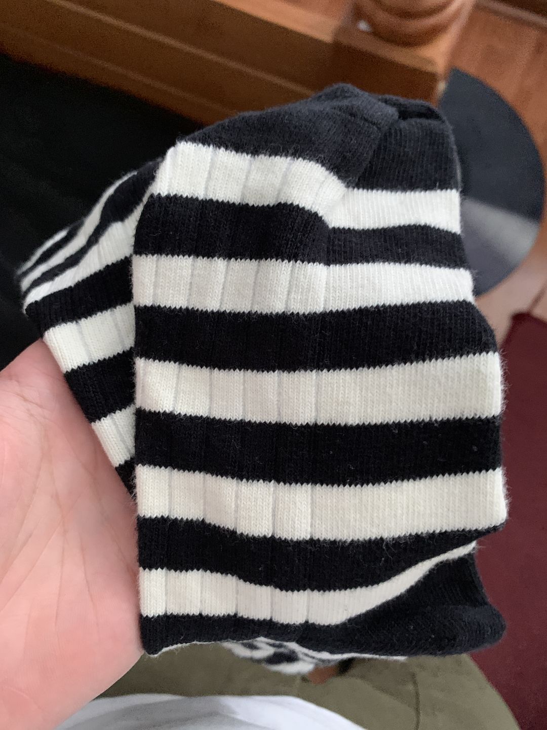 Customer photo review of Retro Striped Cotton Socks - Black/White