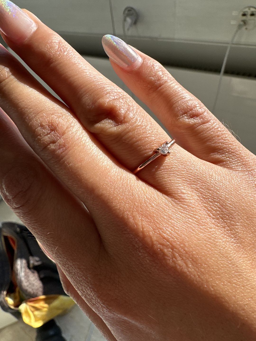 Customer photo review of 'Small Love' Crystal Heart Ring