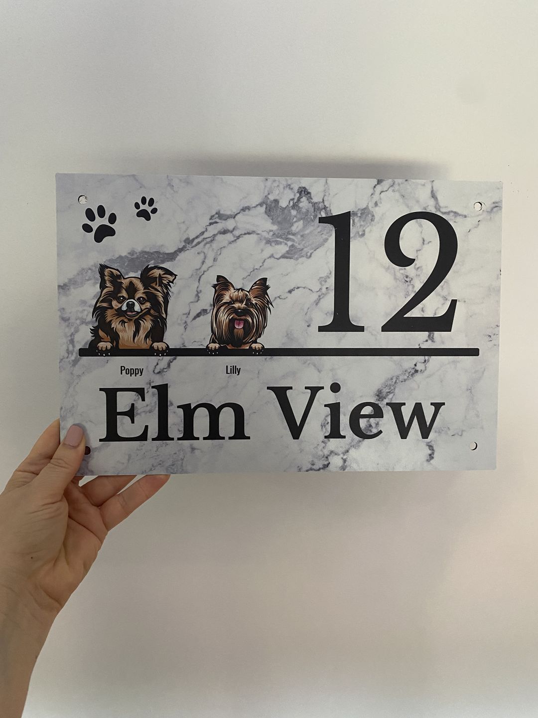 Customer photo review of House number marble look - Personalised door sign