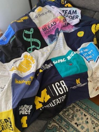 T-shirt quilt from university of michigan by Susan from MI