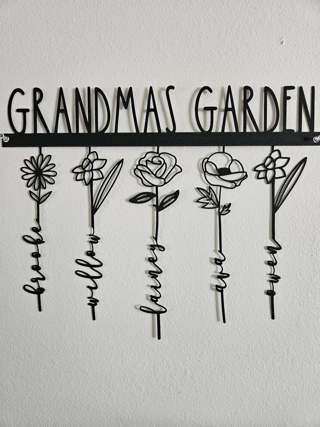 Customer photo review of Our Family Garden - Personalized Birth Month Flowers Family Name Sign Mother's Day Gift
