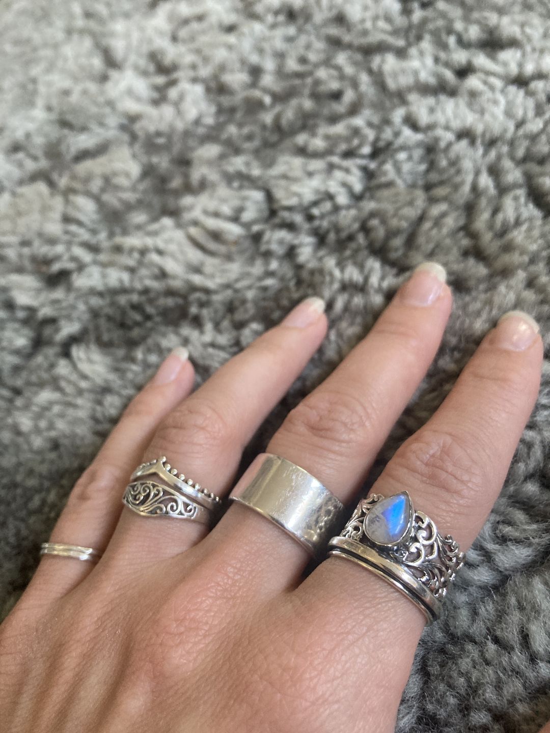 Customer photo review of Sterling Silver Spinner Teardrop Moonstone Ring