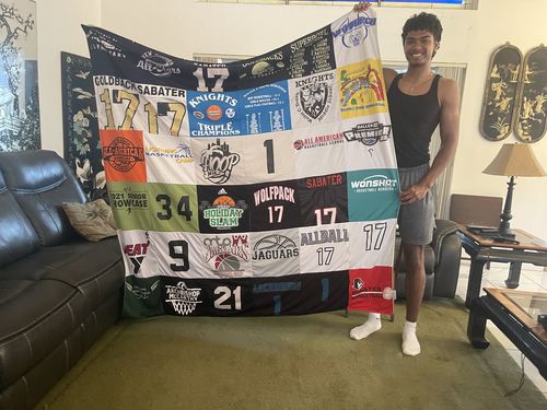 T-shirt quilt featuring wolfpack, jaguars by Lorraine from FL