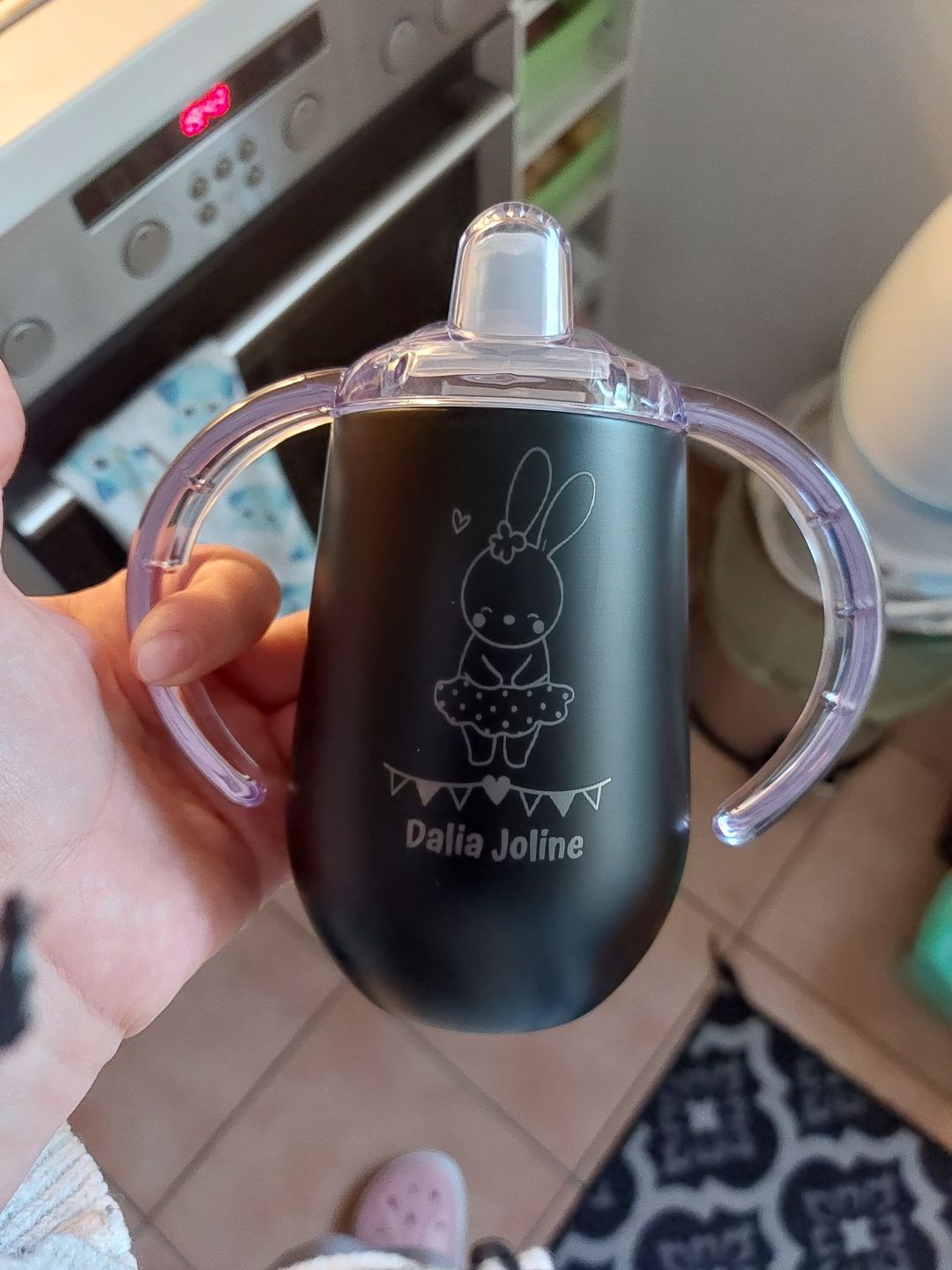 Customer photo review of Tierisch Durstig - Baby-Becher (rosa)