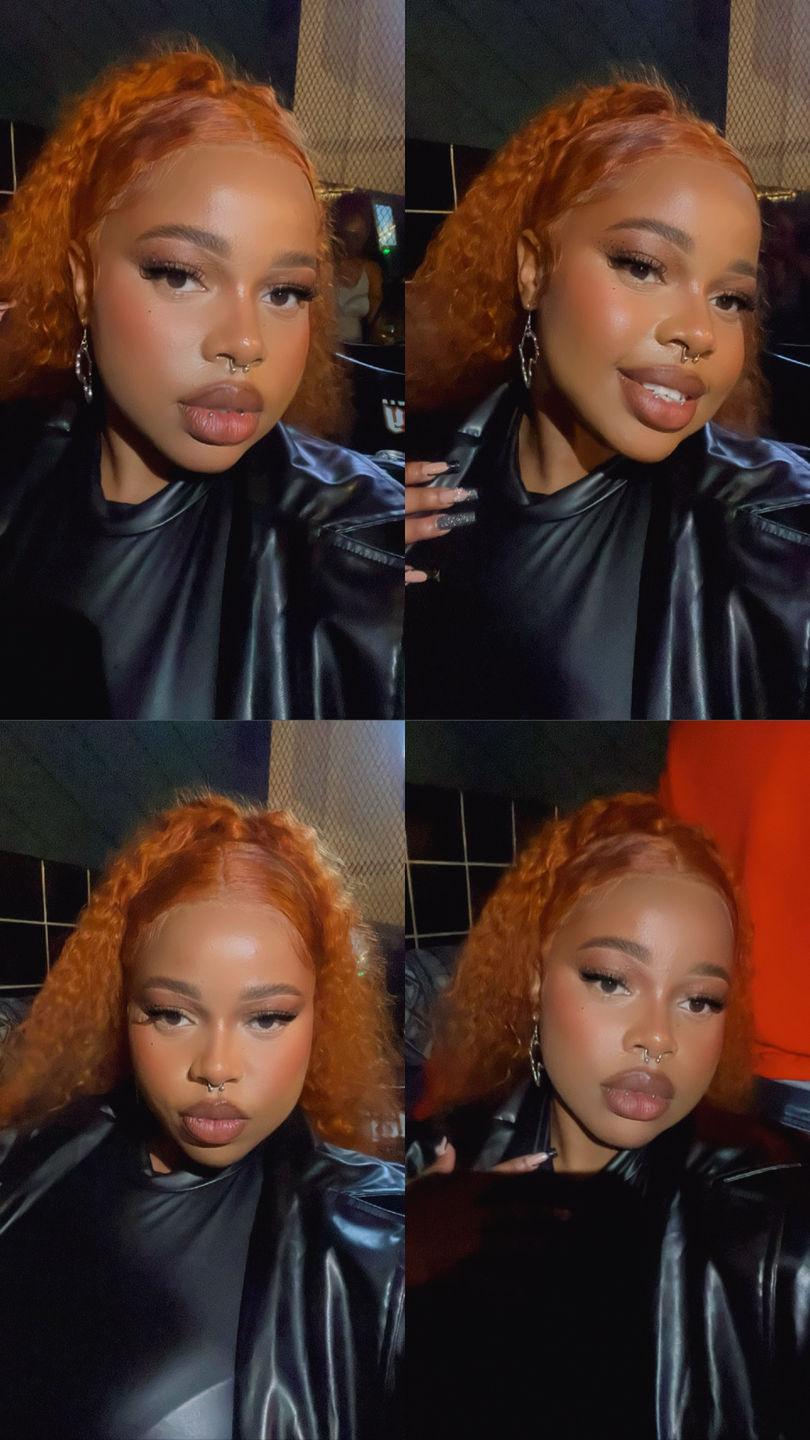 Customer photo review of Full Lace Front Orange Coloured Water Curly 22 inch Wigs