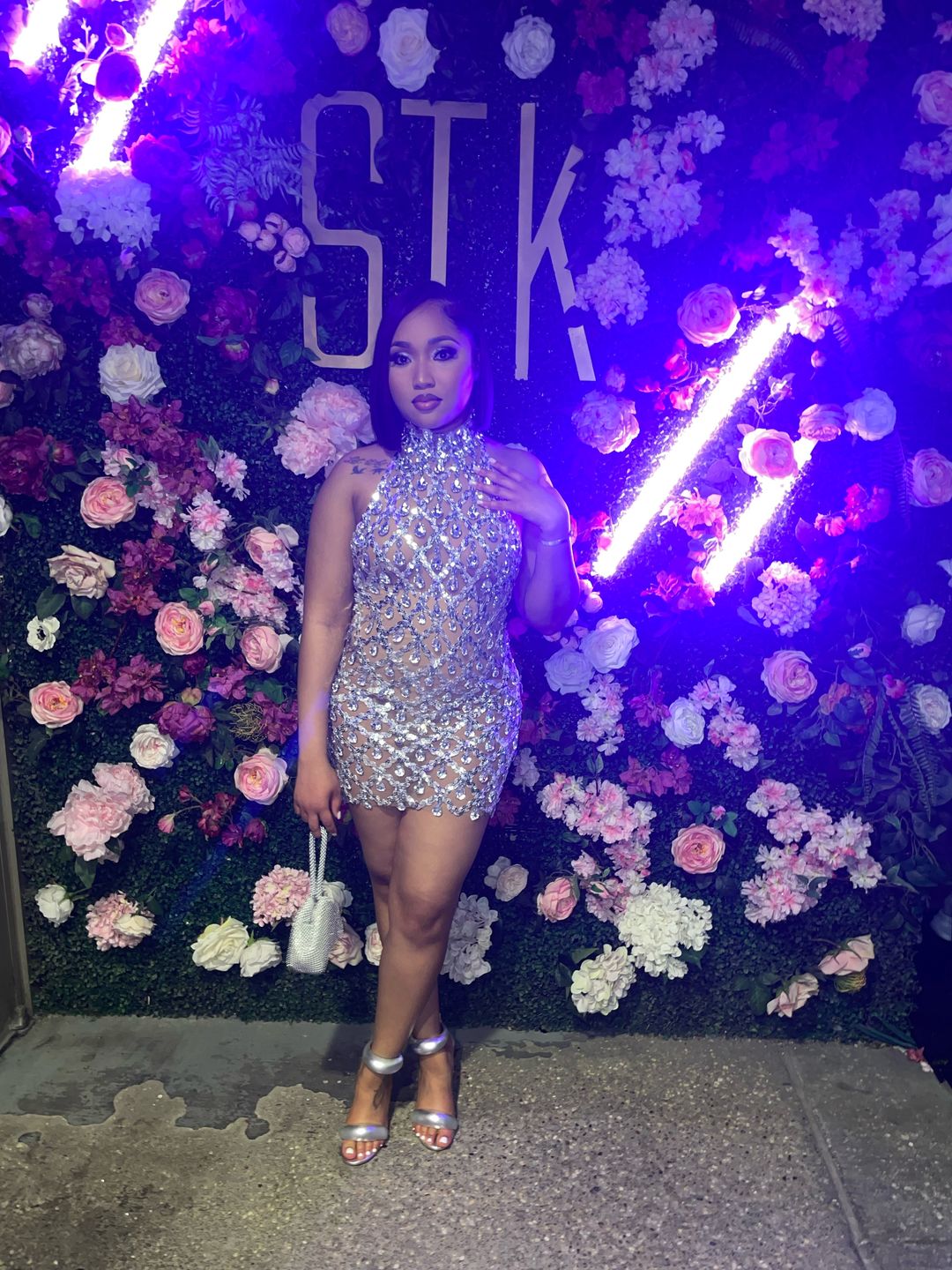 Customer photo review of Midnight Mini Rhinestone Dress Set (Ready To Ship)