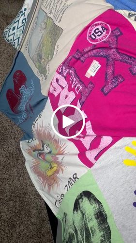 T-shirt quilt with travel, sports themes by Michelle from VA