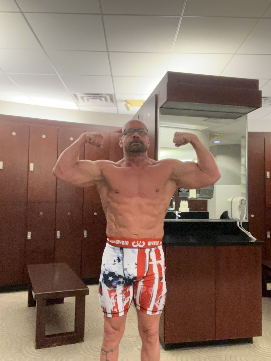 Customer photo review of American Patriotic Compression Shorts