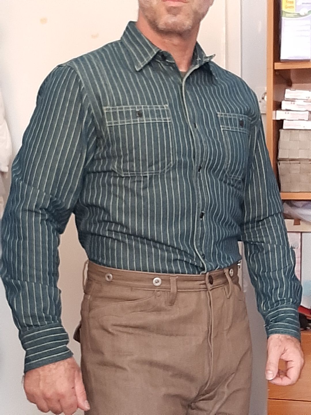 Customer photo review of 9 oz Wabash Vent Hole Work Shirt