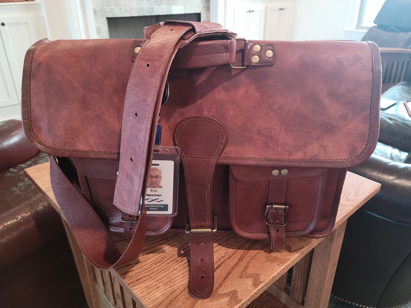 Customer photo review of Top Grain Leather Briefcase Bag