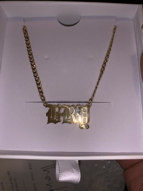 Customer photo review of Old English Custom Necklace