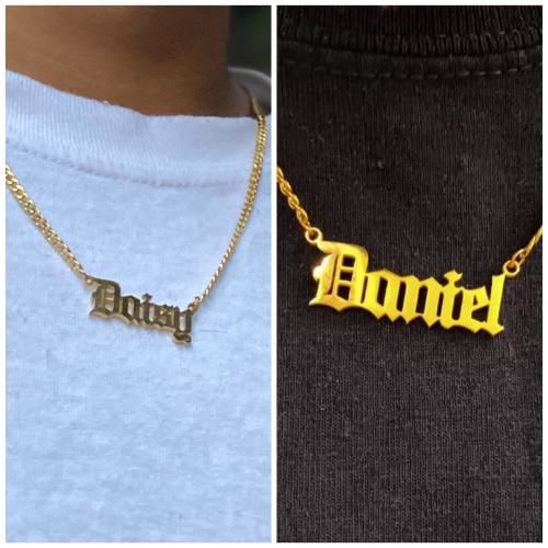 Customer photo review of Old English Custom Necklace
