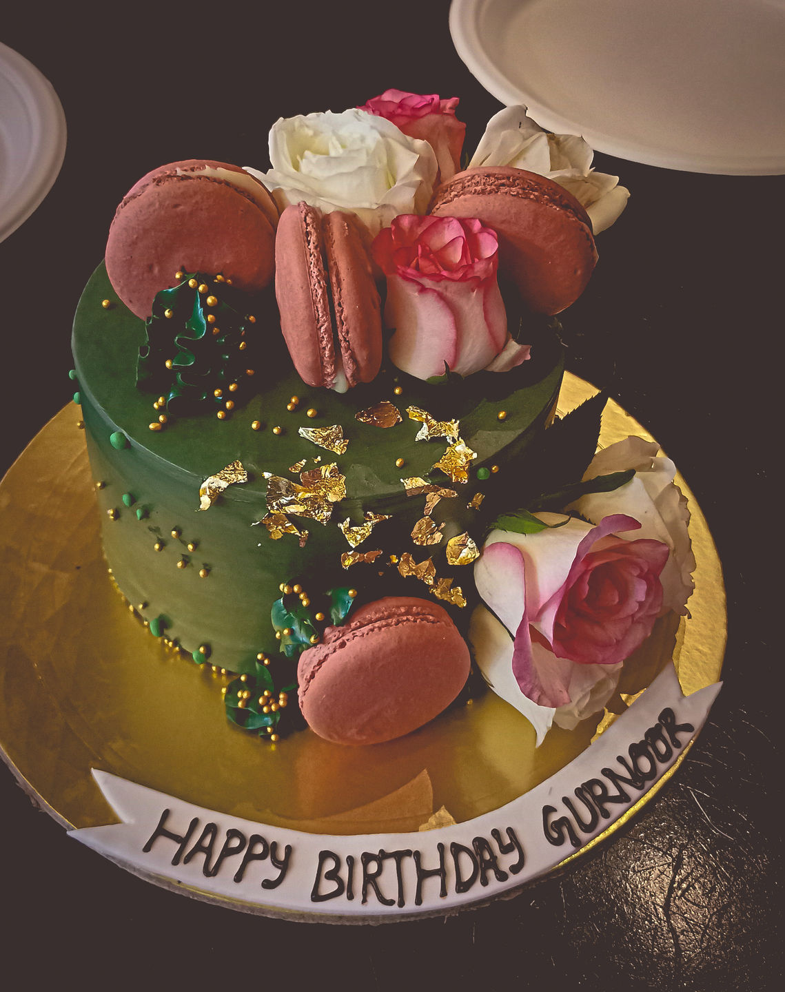 Customer photo review of Bottle Green Floral Cake