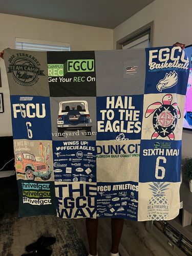 T-shirt quilt featuring fgcu basketball, florida gulf coast university eagles by julie from NC