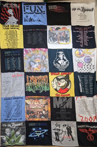 T-shirt quilt with music, concerts themes by Eric from OH