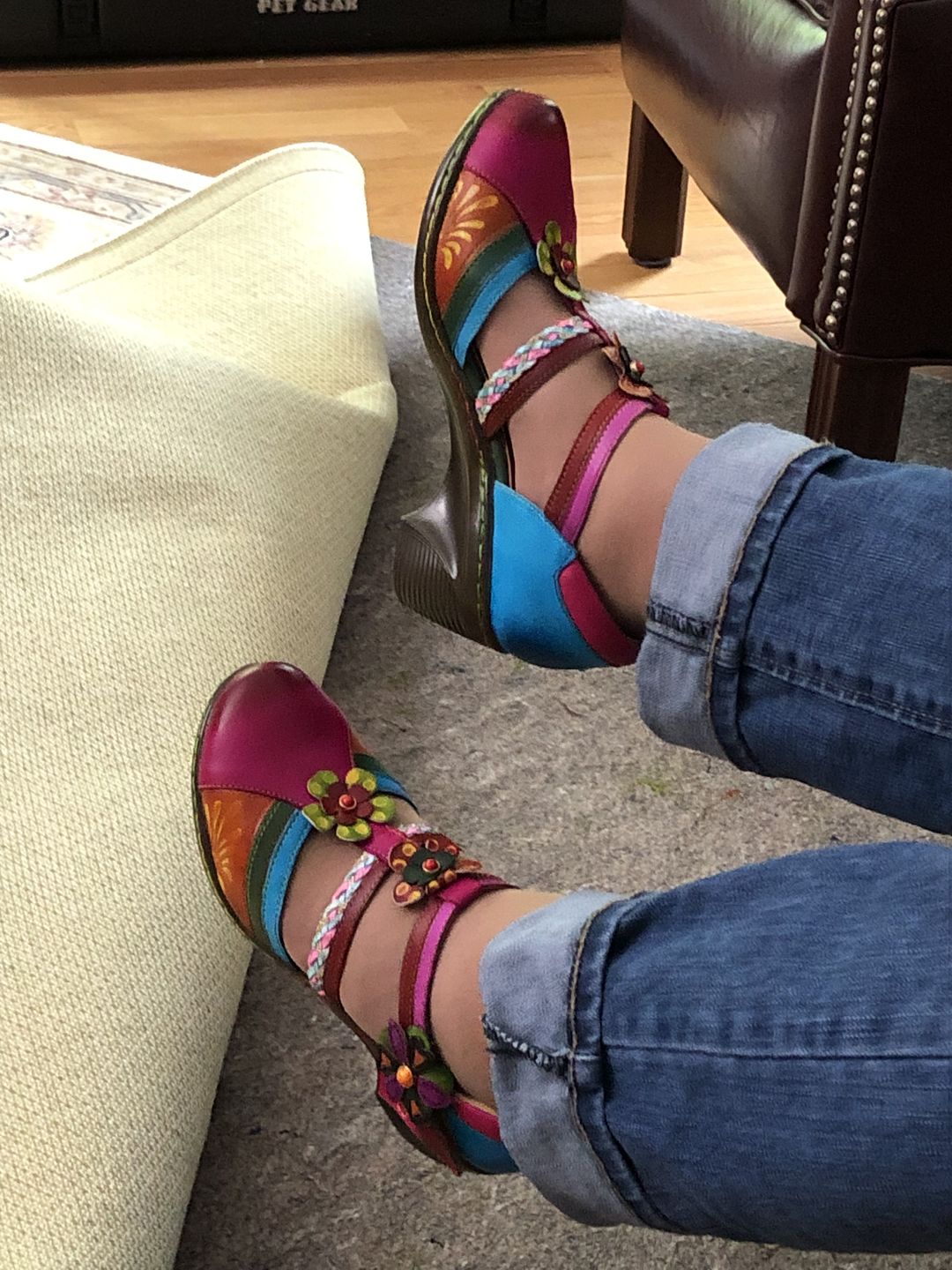 Customer photo review of Women Bohemian Leather Printing Stitching Non-slip Breathable Sandals